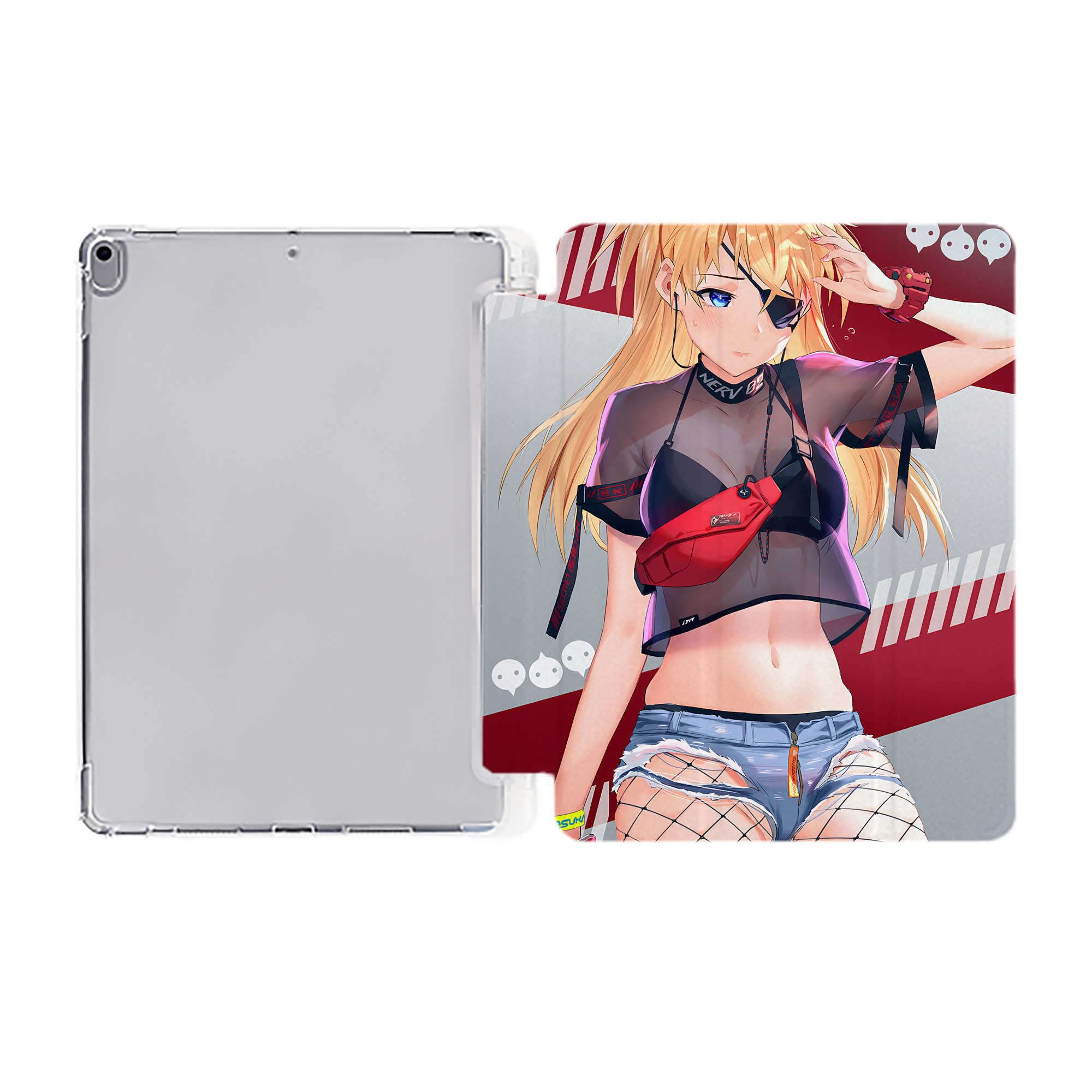 （画像用） EVA 新世紀エヴァンゲリオン IPad ケース ペン収納付き 三つ折りスタンド PUレザー×シリコン 対応機種9.5/10.5/10.9インチ